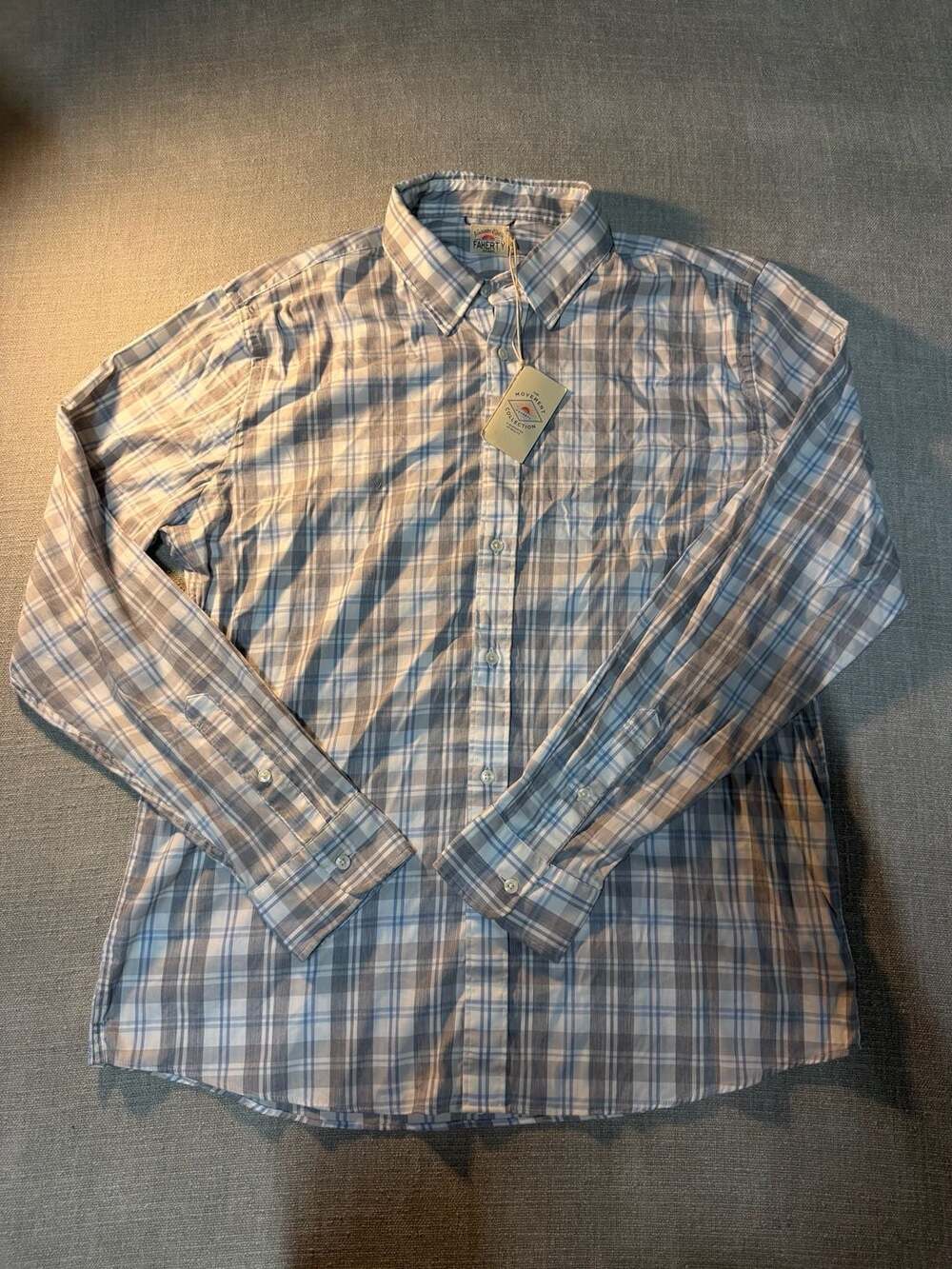 Faherty Brand The Movement Shirt - Grey Cream Plaid